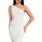 Bandage Dress Black Bodycon Dress Evening Party Elegant Sexy One Shoulder Birthday Club Outfit