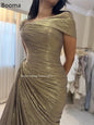 Booma Mermaid Off The Shoulder Side Split Evening Dresses Formal Party Gowns for Women Shiny Pleat Elegant Prom Gown Customize