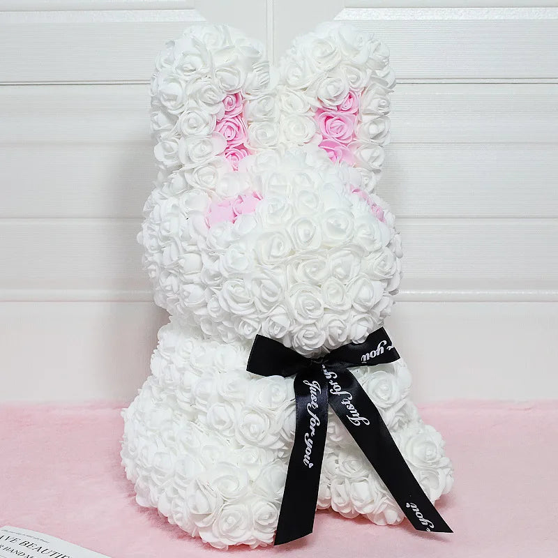 Rose Rabbit NEW Valentines Day Gifts 27cm Flower Rabbits Artificial Floral Decorations Mother' DAY Gift For Girlfriend Festival