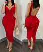 Women Elegant Dresses For Party Plunge Ruffle Hem Backless Party Dress Summer Spring Fashion Casual