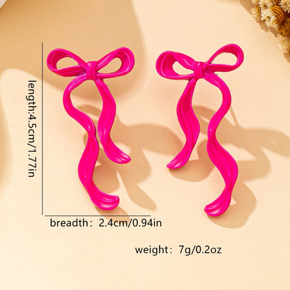 1 pairs classic rose red bow alloy oil drop earrings, suitable for dating and wearing bows as Valentine's Day gifts, suitable fo