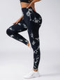 Tie Dye Seamless Leggings for Women High Waist Yoga Pants Scrunch Butt Lifting Elastic Tights Wide Waistband Sports Leggings