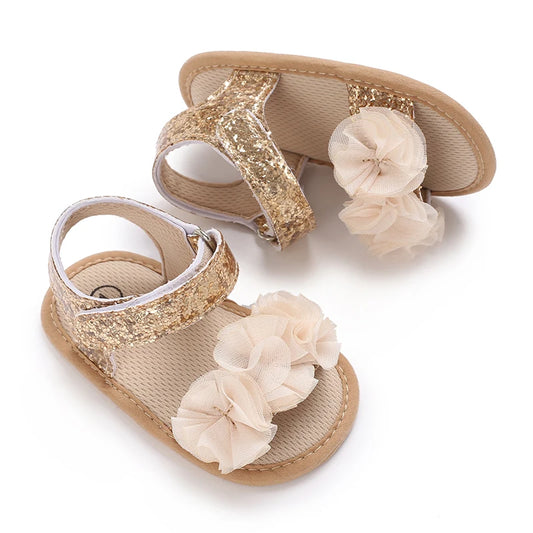 Summer Cute flower  Newborn Baby Shoes Non-slip Cloth Bottom Shoes For Girls Elegant Breathable Leisure Baby First Walking Shoes