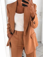 Women's blazer casual long-sleeved top solid color suit collar button plus size blazer