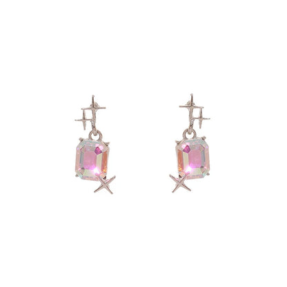 Pink Color Flower Drop Earrings for Women Summer Geometry Heart Leaf Butterfly Brincos Party Ear Jewelry Valentine's Day Gift
