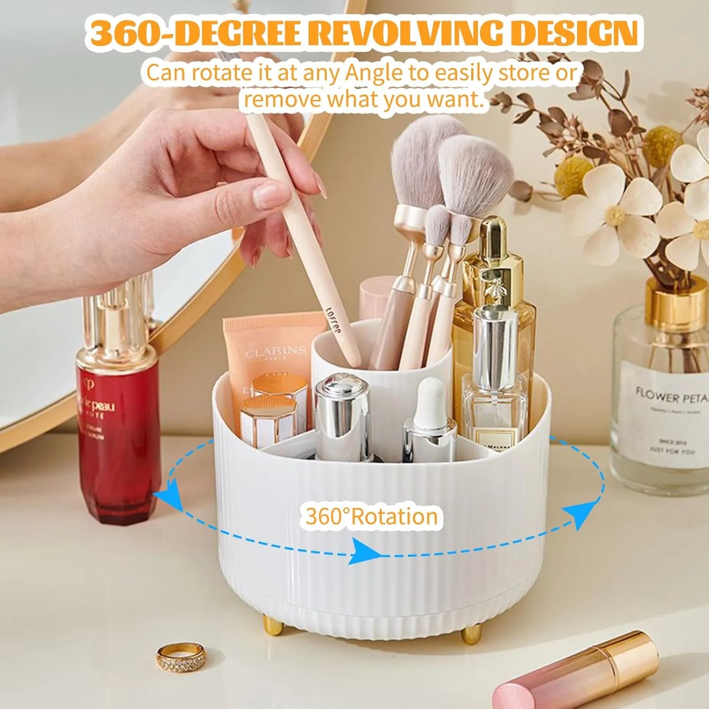 Makeup Desktop Cosmetic Storage Box Organizer 5 Slot Large Capacity for Bathroom Portable Makeup Brushes Pen Holder