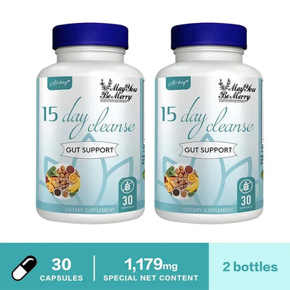 15 Day Cleanse - Gut and Colon Support | Caffeine Free | Advanced Formula with Senna, Cascara Sagrada, & Psyllium Husk | Non-G