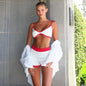 Summer Shorts Two-Piece Set Women's Sexy Beach Vacation Sling Top Knitted Shorts Set Girls Short Sets