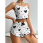 Women's Pajama Set Breathable Soft Casual Love Printed Design Sweet Home Strap Shorts Pajamas