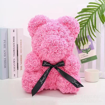 Artificial Rose Bear Flower Valentine's Day Gift Birthday Anniversary Gift with DIY Gift Box Packaging Wedding Decoration