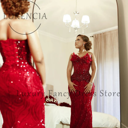 Magnificent Crystal Prom Dresses for Woman Strapless Sequin Mermaid Evening Party Gowns Customized Plus Size robe d'été femme