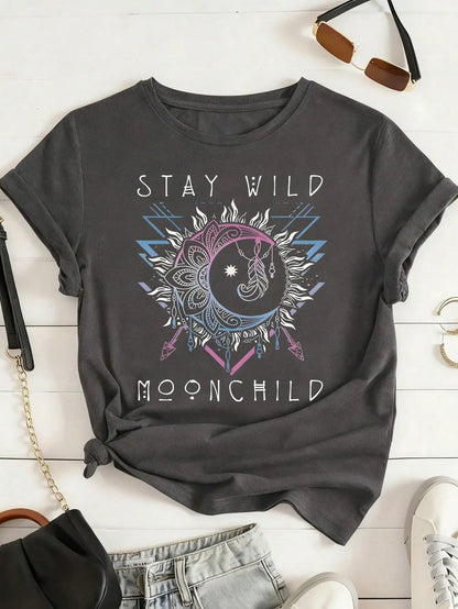 Prayer Changes Things T-Shirt with Golden Cross Print, Soft Round Neck Casual Top for Daily Wear