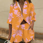 Two Piece Short Sets Women Summer Casual Print Short Sleeve Shirts 2 Piece Set Shorts Fashion Loose Office Shirts Suit Outfites
