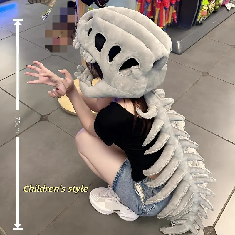 Hot Seller 3D Realistic Dinosaur Skeleton Costume Set Funny Headgear Cosply Dress up Clothing Plush Toys Creative Gifts