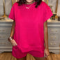 Women's Cotton Set Casual Loose Solid Color Two piece Set Round Neck Short sleeved Top and Shorts Two piece Set S-2XL