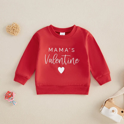 VISgogo Baby Casual Sweatshirt Long Sleeve Crew Neck Hoodie Letters Heart Print Valentine’s Day Clothes for Girls Boys