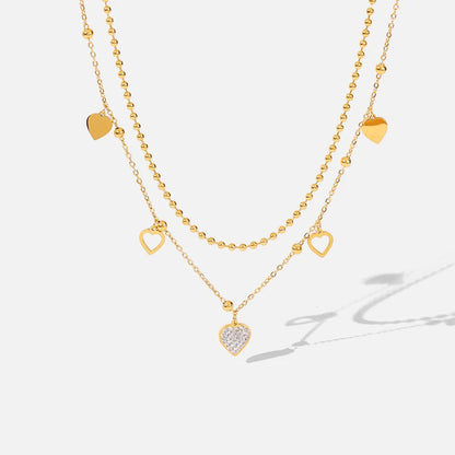 EILIECK 316L Stainless Steel Cute Love Heart Pendant Necklaces Gold Color Waterproof Chain Neck Jewelry Valentine's Day Gifts