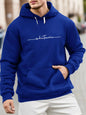 Men's winter casual fashion loose plus size simple letter printed fleece pullover long sleeved hooded sweatshirt
