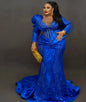 Luxury Red Mermaid Evening Dress Crystal Beading Birthday Wedding Prom Party Gowns Aso Ebi Robes De Soirée Customized