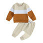 Baby Boy Pant Sets Autumn Clothes 2 Piece Outfits Contrast Color Long Sleeve Sweatshirt and Elastic Pants Baby Items