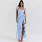 Sexy Summer Elegant Long Dresses For Women Backlesss Sexy Dress Red High Slit Streamer Vestidos Elegant Women's Party Dresses