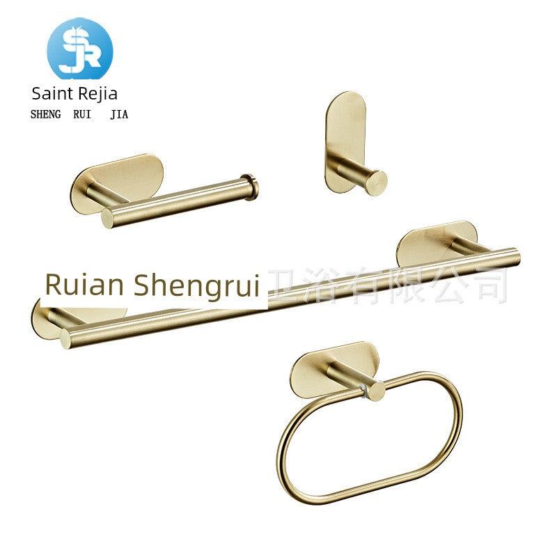 Shengruijia Brushed Gold Stainless Steel Clothes Hook Towel Bar