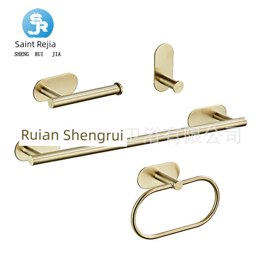 Shengruijia Brushed Gold Stainless Steel Clothes Hook Towel Bar