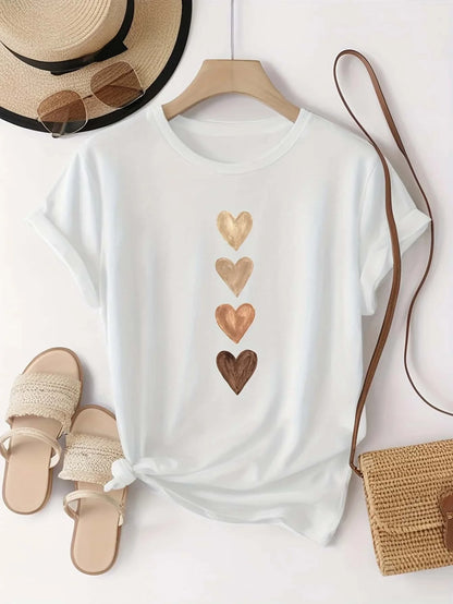Love Print Summer New T-shirt for Women Loose Sweat Streetwear Short Sleeve Fashion Classic Top Women Casual Tshirt Clothing