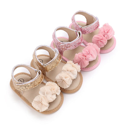 Summer Cute flower  Newborn Baby Shoes Non-slip Cloth Bottom Shoes For Girls Elegant Breathable Leisure Baby First Walking Shoes