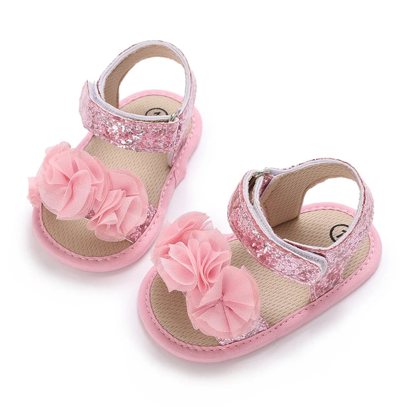 Summer Cute flower  Newborn Baby Shoes Non-slip Cloth Bottom Shoes For Girls Elegant Breathable Leisure Baby First Walking Shoes
