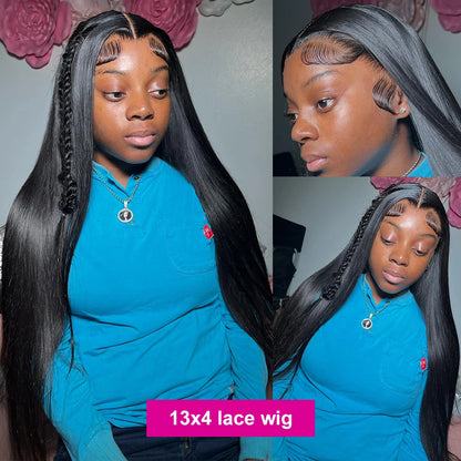 Straight 13x4 HD Lace Frontal Human Hair Wig Brazilian Glueless Human Hair Wig For Women 5x5 Lace Front Wig Pre Plucked 200% Density