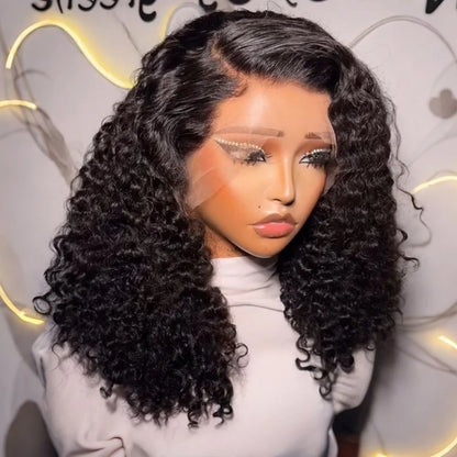 Short Bob Deep Wave Curly 13x4 HD Lace Frontal Wigs Preplucked Glueless 4x4 Lace Front Wig 100% Human Hair For Black Women 230% Density