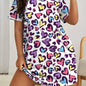 Plus Size Printed With Love Women's Dresses Summer Women's Home Stretchy Nightgowns Leopard Dresses Women's Knee Dresses
