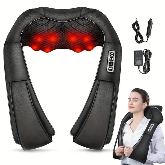 Electric Shiatsu Massager Back Shoulder and Neck Massage Pillow U Shape Body Massager with Heat Deep Tissue Kneading Massager