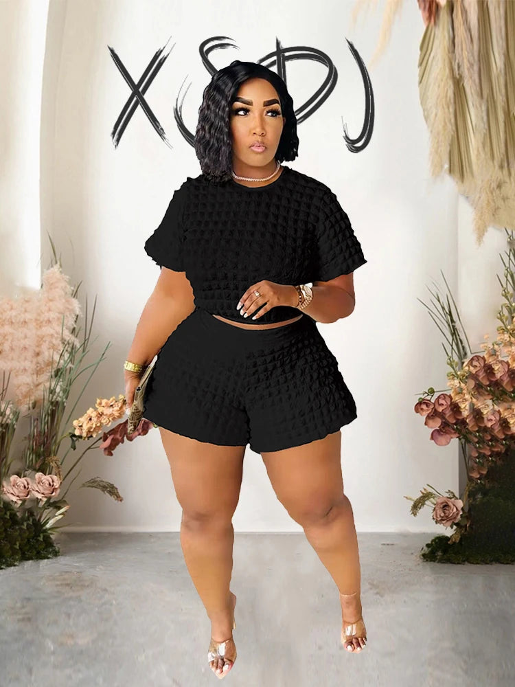 Summer Suit Chic and Elegant Woman Set  Sexy Outfit Casual Shorts Sets Womens 2 Piece Plus Size
