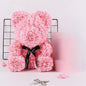 25cm Artificial Teddy Rose Flower Bear with Box Romantic Valentines Day Gift Girlfriend Women Anniversary Wedding Party Supplies