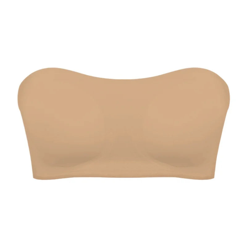 Removable Padded Soft Ice Silk Traceless Women Brasseries Wire Free Seamless Bra For Women Strapless Bra
