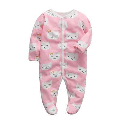 Baby Boy Rompers Cotton Girls Clothes Long Sleeve Summer Soft Jumpsuit V-neck 0-12m Onesie Clothing