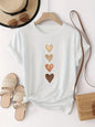 Women's Casual Short Sleeve T-Shirt with Four Heart Graphic Print - Black & Golden Medium Stretch Round Neck Novelty T-Shirt