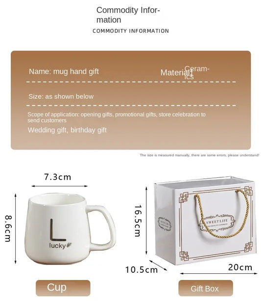 Creative cup souvenir set, ceramic water cup gift, opening gift, casual gift, mug gift box, high aesthetic value