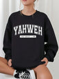 Women's Oversized Crewneck Sweatshirt with Bold Arch Lettering Print