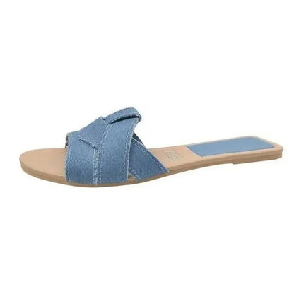 Slippers For Women's Shoes Square Head Cross Flat Summer Sandals Simple Flip-flops summervebes