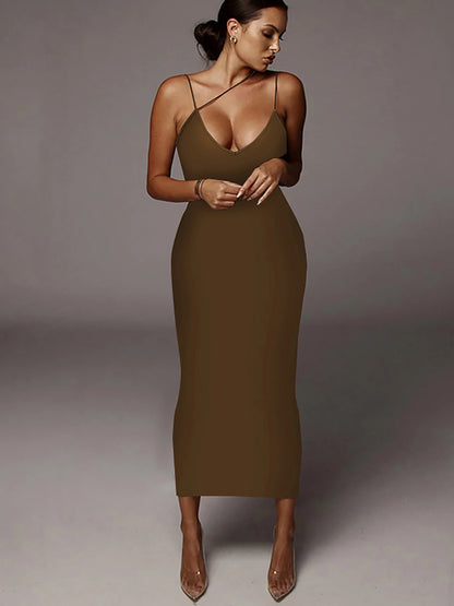 Leopard Print Sleeveless V-Neck Sexy Bodycon Midi Dress Spring Women Fashion Streetwear Party Festival Outfits