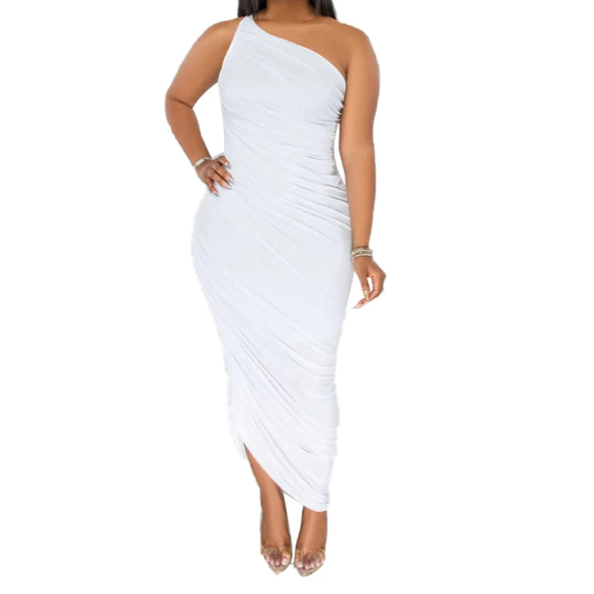 summer elegant party Midi dresses  shoulder evening dresses Casual women's prom dresses