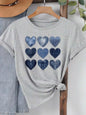 Women Cowboy Heart Print T-Shirt for Valentine's Day Gifts Fashion Crew Neck Short Sleeve T-Shirt Casual Women's Clothing