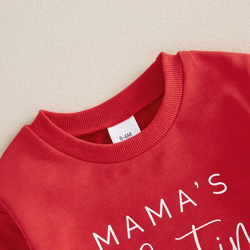 VISgogo Baby Casual Sweatshirt Long Sleeve Crew Neck Hoodie Letters Heart Print Valentine’s Day Clothes for Girls Boys