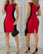 Women's Dresses Fashion Elegant Colorblock Round Neck Sleeveless Casual Bodycon Mini Daily Dress for Female
