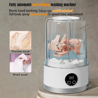 New Wireless Washing Machine Portable Travel Underwear And Socks Laundry Bucket,  Charging Mini Clothes Washing Cup 2-speed Time