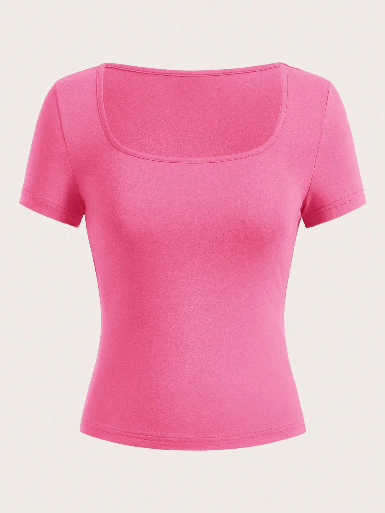 3 pieces  Summer Slimming T-shirt Women's Sexy Short Sleeve T-shirt U-neck Women's Solid Color Basic Korean Top Hot Y2k
