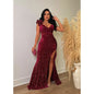 One Shoulder Open Back Sequined High Side Split Mermaid Women Maxi Dress for  Evening Party Dresses